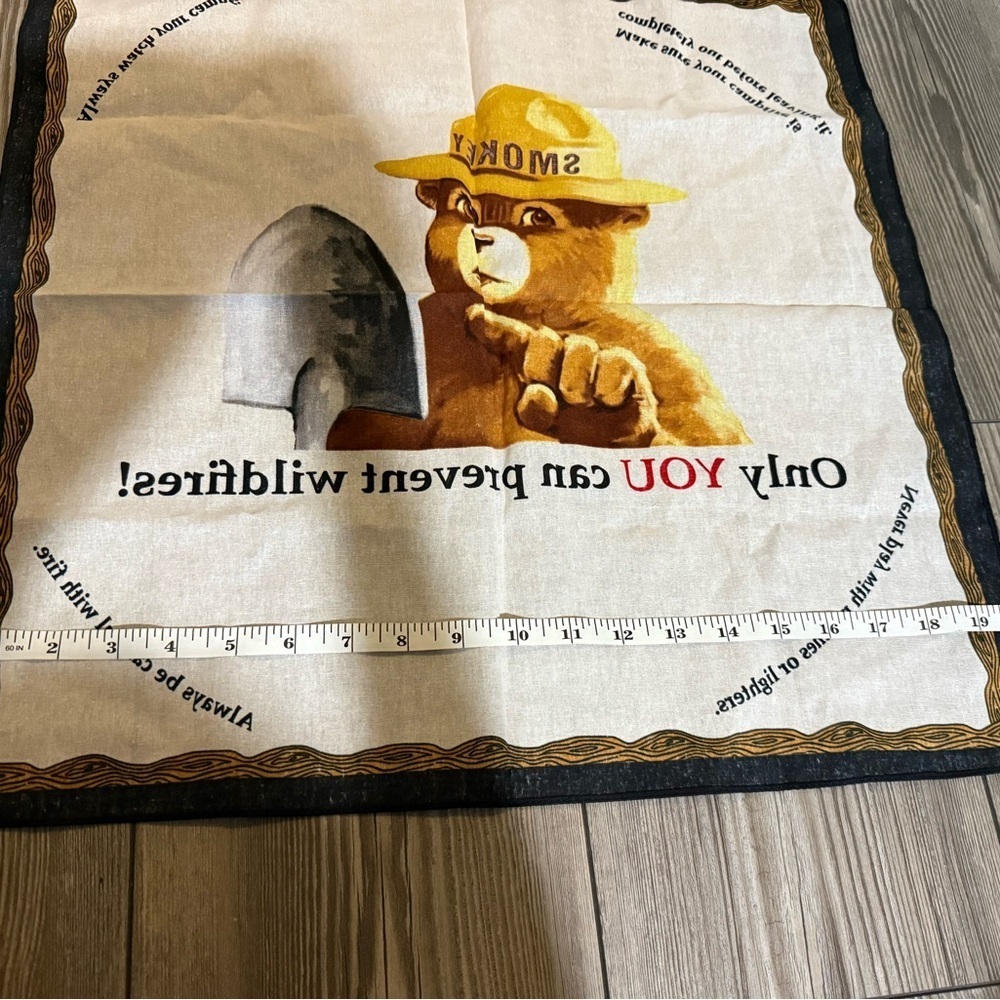 Vintage Smokey The Bear Bandana Scarf Handkerchief Prevent Wildfires 20” X 20” - Picture 4 of 5
